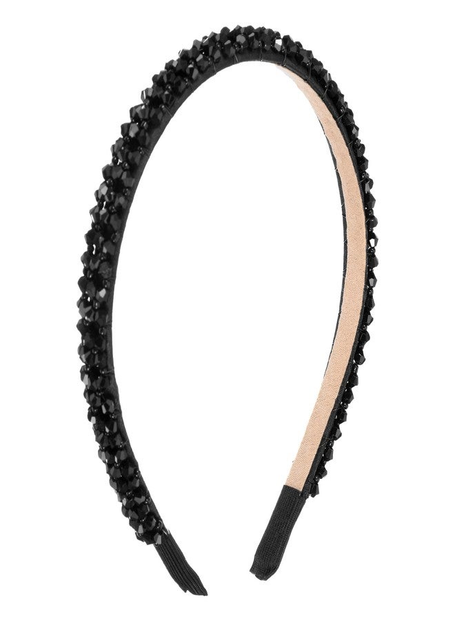 DOPENSPI Crystal Rhinestone Headbands for Women Girls, Fashion Sparkly Beaded Hair Hoop Fancy Dressy Headbands Hair Accessories Bling Padded Hairs Bands for Women Girls(Black) - Image 1